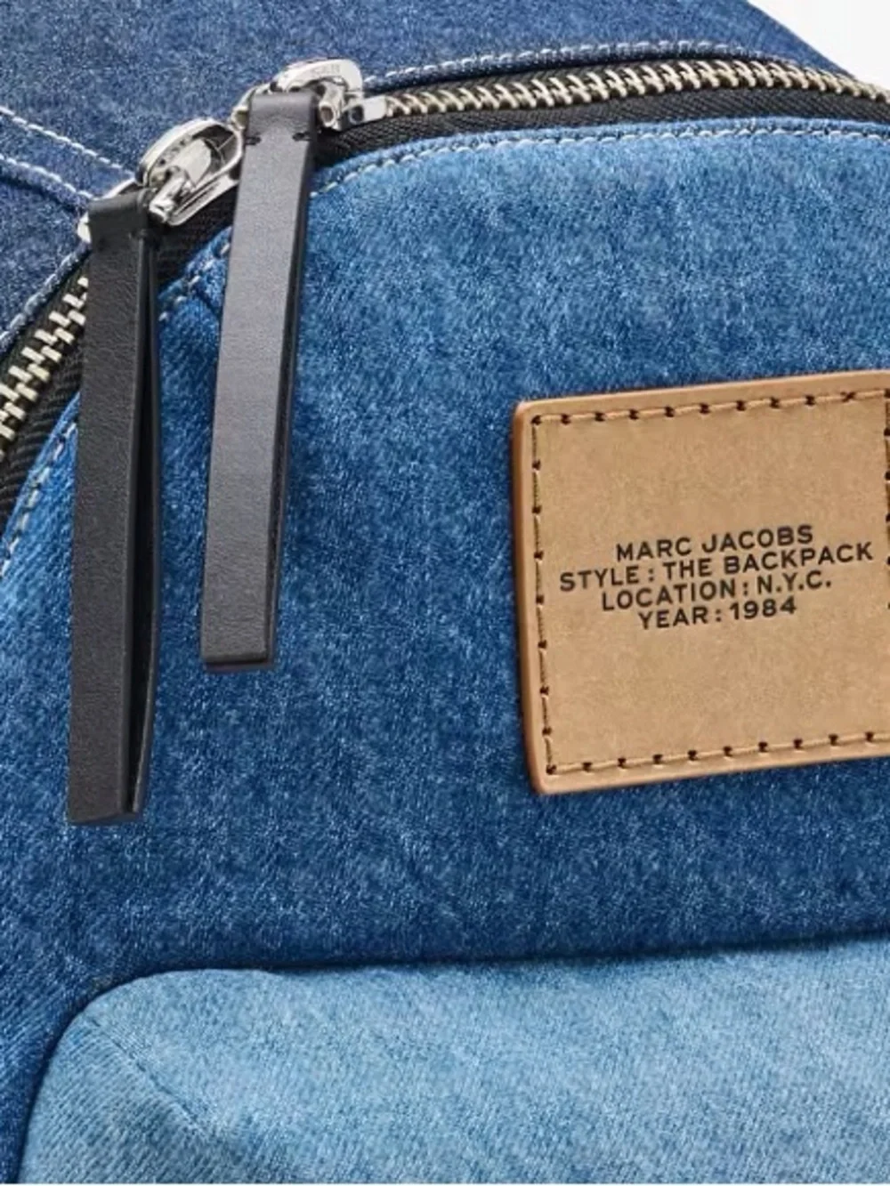 Marc Jacobs The Biker Colorblock Denim Large Backpack - Picture 4 of 5